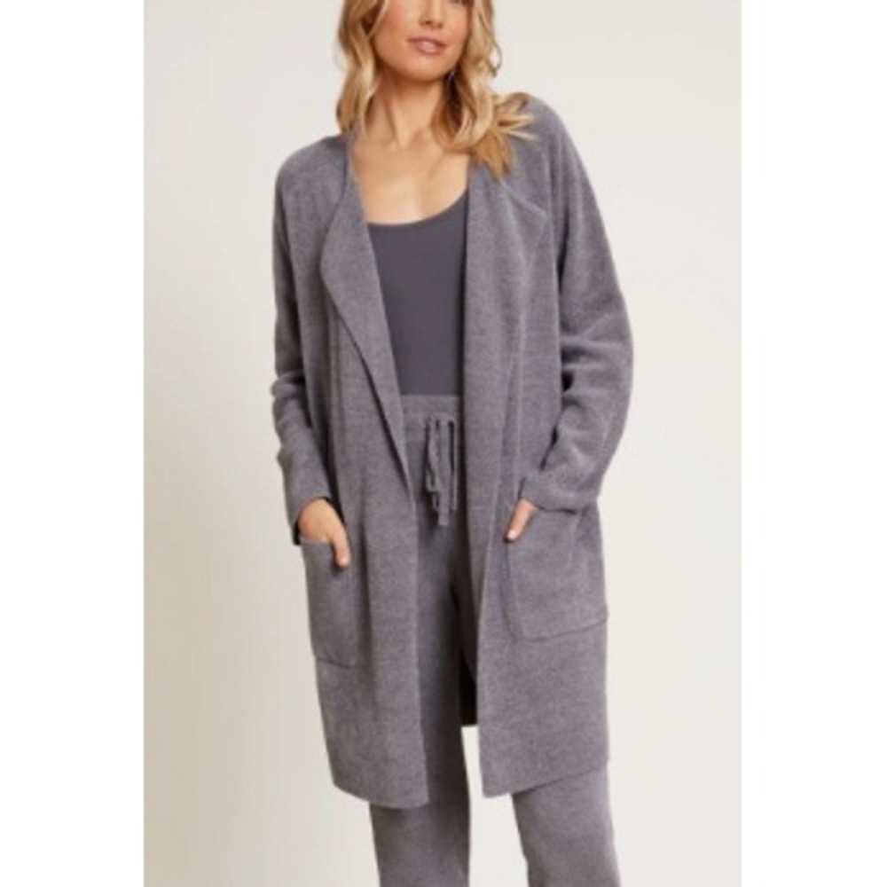 Barefoot Dreams NWT CozyChic Ultra Lite Jacket Glacier Gray Cardigan M‎